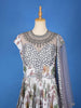 Grey Floral Printed and Embroidery Ethnic Gown - Diadem