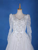 White Net Floral Sequin Embroidery Wedding Gown - Diadem