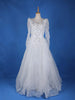 White Net Floral Sequin Embroidery Wedding Gown - Diadem