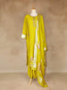Yellow Straight Cut Salwar Suit Adorned With Floral Designs, with 3/4 Sleeve and Matching Dupatta - Diadem
