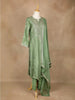 Pista Green Straight Cut Salwar Suit Adorned With Sequins and Floral Designs, with 3/4 Sleeve and Matching Dupatta - Diadem