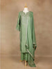 Pista Green Straight Cut Salwar Suit Adorned With Sequins and Floral Designs, with 3/4 Sleeve and Matching Dupatta - Diadem