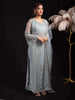 Light Blue Floral Embroidered Net Salwar Suit - Diadem