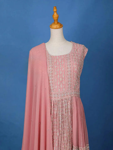 Baby Pink Embroidery Palazzo Salwar Suit and Dupatta - Diadem