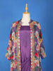 Purple Solid Gown paired with Embroidery Overcoat - Diadem