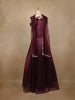 Maroon Floral Embroidered Organza Gown - Diadem