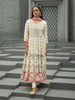 White Floral Printed Synthetic Salwar Suit - Diadem
