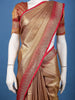 Antique Gold Floral Woven Banarasi Silk Saree - Diadem