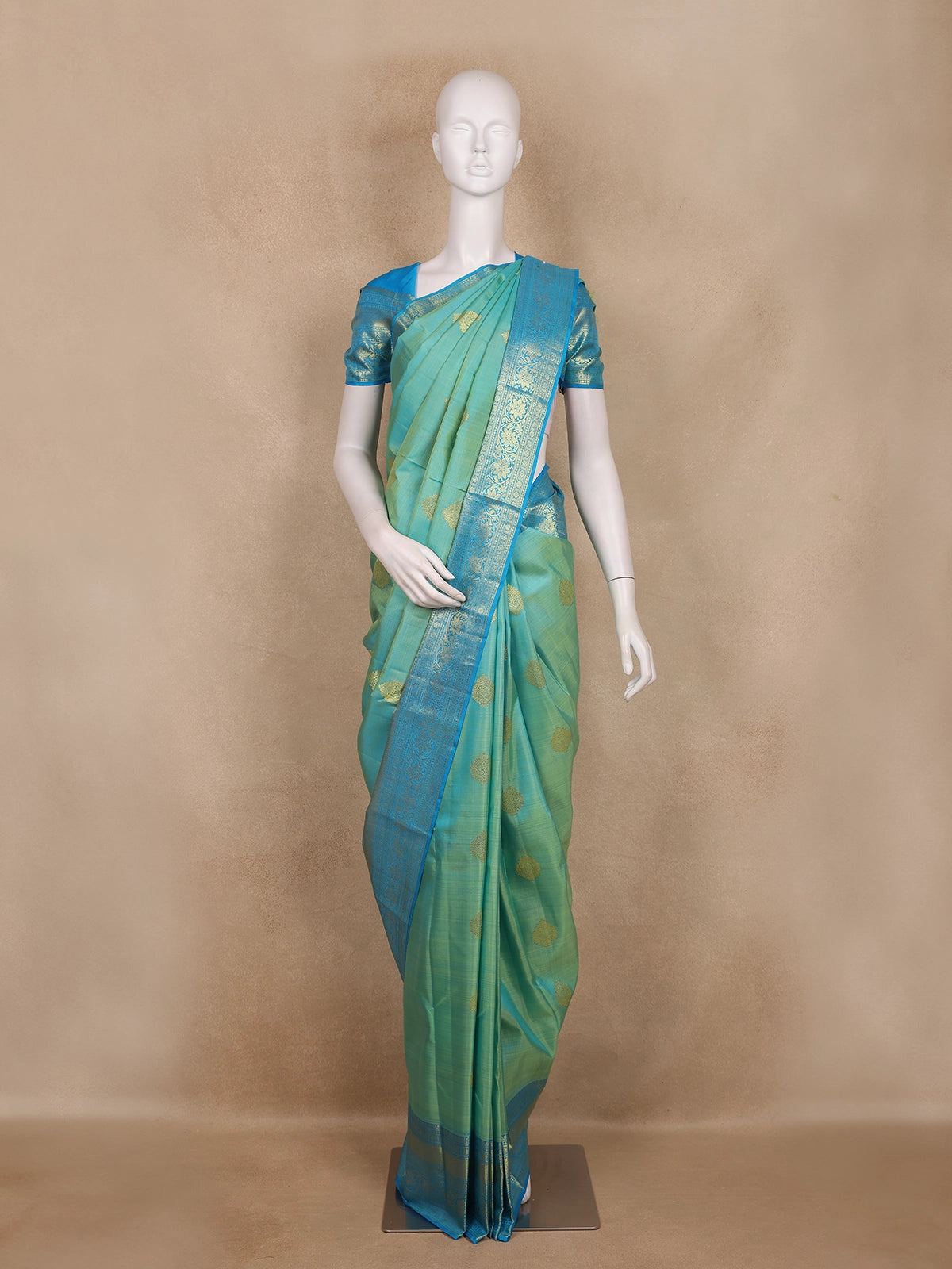 Aqua Blue  Butta Woven Design Kanchipuram Silk Saree