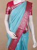 Aqua Blue Butta Woven Design Kanchipuram Silk Saree With Korvai Silver Border