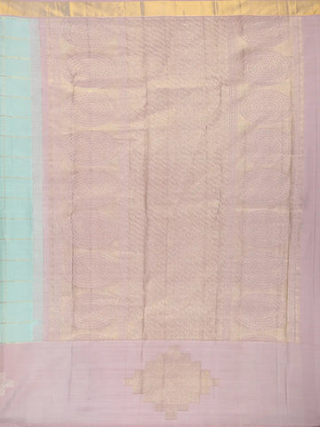 Aqua Blue Checked Woven Pure Kanchipuram Silk Saree with Contrast Border - Diadem