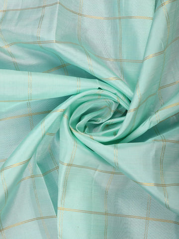 Aqua Blue Checked Woven Pure Kanchipuram Silk Saree with Contrast Border - Diadem
