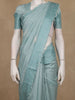 Aqua Blue Floral Embroidered Raw Silk Saree