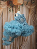 Aqua Blue Floral Layered Design Net Ruffle Frock