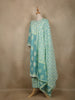 Aqua Blue Floral Printed Cotton Salwar Suit With Dupatta - Diadem