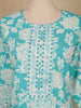 Aqua Blue Floral Printed Cotton Salwar Suit with Dupatta - Diadem