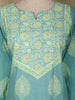 Aqua Blue Floral Printed Cotton Salwar Suit With Dupatta - Diadem