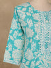 Aqua Blue Floral Printed Cotton Salwar Suit with Dupatta - Diadem