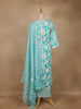 Aqua Blue Floral Printed Cotton Salwar Suit with Dupatta - Diadem