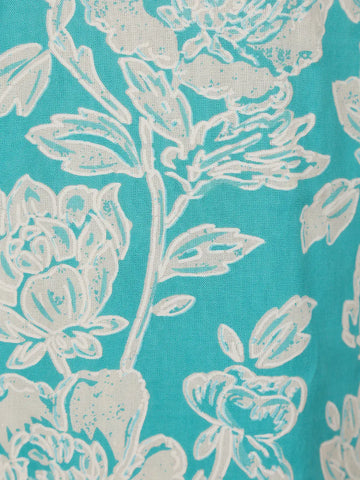 Aqua Blue Floral Printed Cotton Salwar Suit with Dupatta - Diadem