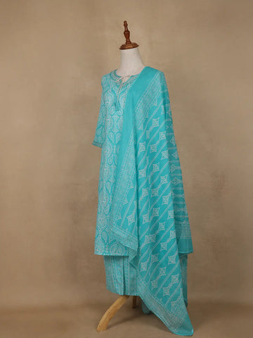 Aqua Blue Paisley Designed Cotton Salwar Suit - Diadem