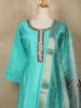 Aqua Blue Solid Design Semi Silk Anarkali Salwar Suit - Diadem