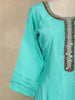 Aqua Blue Solid Design Semi Silk Anarkali Salwar Suit - Diadem