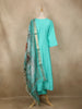 Aqua Blue Solid Design Semi Silk Anarkali Salwar Suit - Diadem