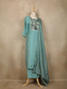 Aqua Blue Solid Designed Georgette Salwar Suit - Diadem