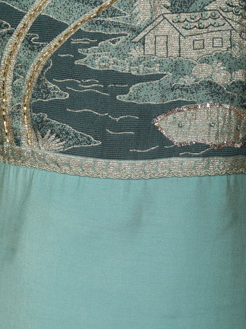 Aqua Blue Solid Designed Georgette Salwar Suit - Diadem