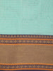 Aqua Blue Striped Woven Design Cotton Saree with Contrast Border