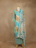 Aqua Blue Tie-Dye Printed Cotton Salwar Suit With Dupatta - Diadem