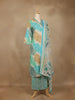 Aqua Blue Tie-Dye Printed Cotton Salwar Suit With Dupatta - Diadem