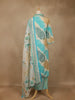 Aqua Blue Tie-Dye Printed Cotton Salwar Suit With Dupatta - Diadem