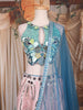 Aqua Blue and Blush Pink Sequins and Bead Embroidered Tissue Silk Lehenga Set