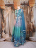 Aqua Blue and Blush Pink Sequins and Bead Embroidered Tissue Silk Lehenga Set