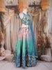 Aqua Blue and Blush Pink Sequins and Bead Embroidered Tissue Silk Lehenga Set