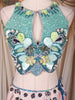 Aqua Blue and Blush Pink Sequins and Bead Embroidered Tissue Silk Lehenga Set