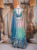 Aqua Blue and Blush Pink Sequins and Bead Embroidered Tissue Silk Lehenga Set