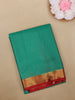 Aqua Green Checks Woven Mysore Silk Saree With Contrast Red Border