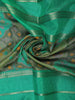 Aqua Green Floral And Striped Design Semi Tussar Saree