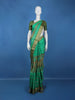 Aqua Green Floral And Striped Design Semi Tussar Saree