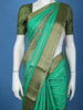 Aqua Green Floral And Striped Design Semi Tussar Saree