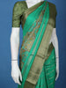 Aqua Green Floral And Striped Design Semi Tussar Saree