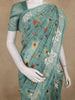 Aqua Green Floral Design Semi Tussar Saree