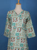 Aqua Blue Abstract Printed Cotton Salwar Suit - Diadem