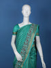 Aqua Blue Floral Designed Chanderi Cotton Saree - Diadem