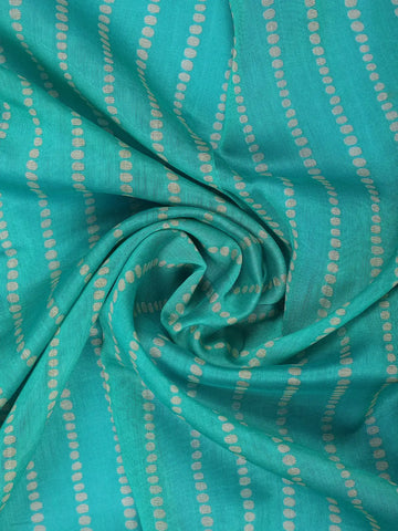 Aqua Blue Floral Designed Chanderi Cotton Saree - Diadem
