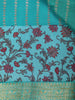 Aqua Blue Floral Designed Chanderi Cotton Saree - Diadem