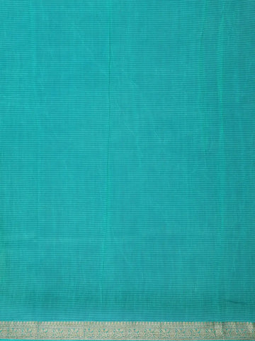 Aqua Blue Floral Designed Chanderi Cotton Saree - Diadem